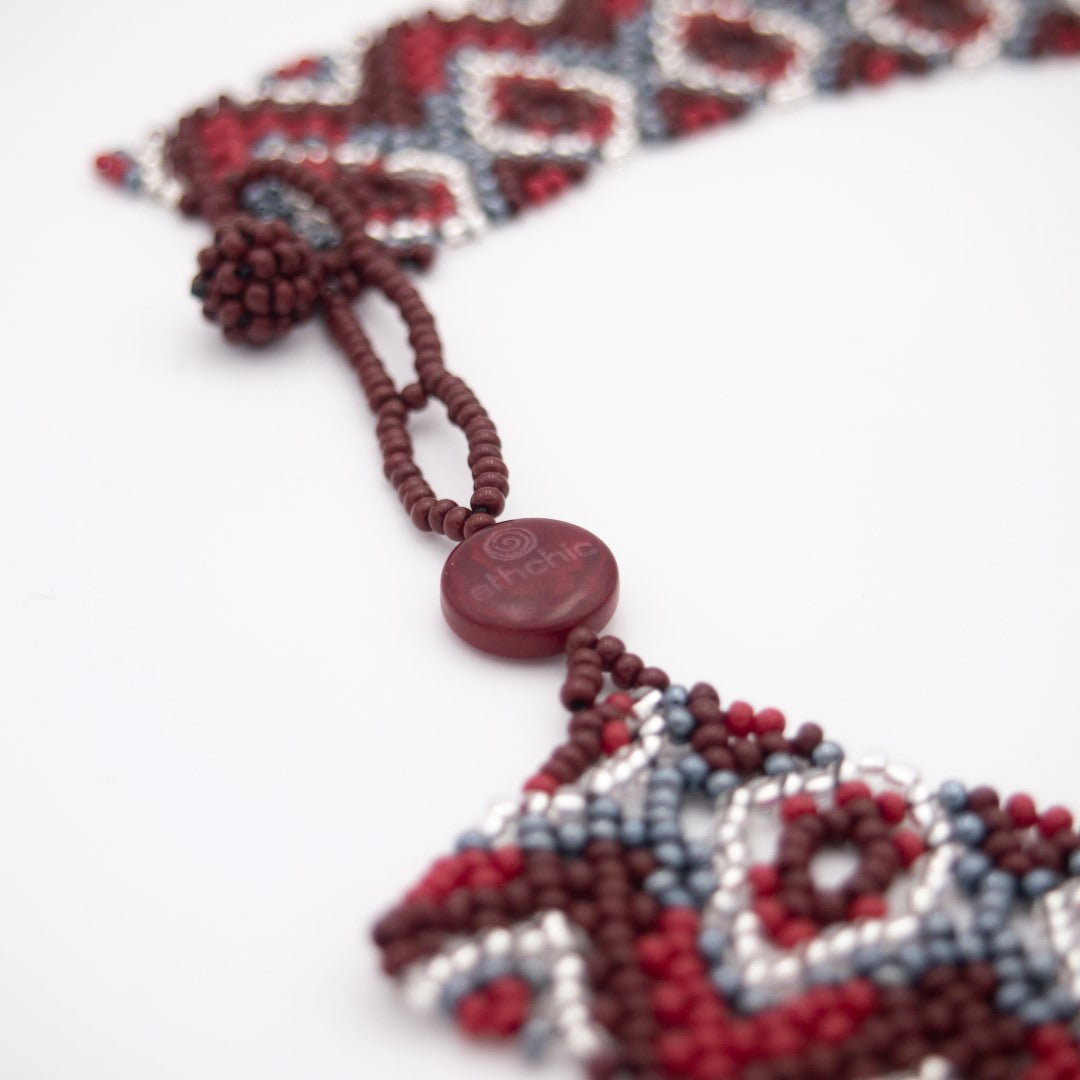 Collier fait main Plastron Perles Rocaille Bobo Chic Ethnique Tissé Main | Buka V