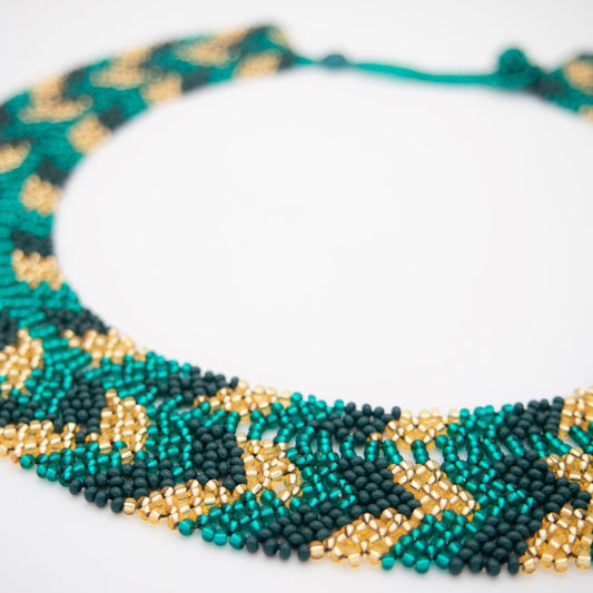 Collier fait main Plastron Perles Rocaille Bobo Chic Ethnique Tissé Main | Buka Eclair