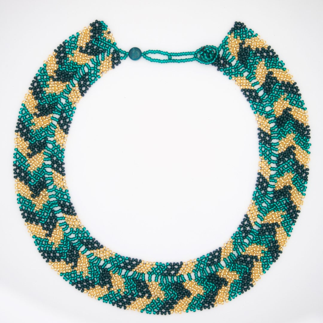 Collier fait main Plastron Perles Rocaille Bobo Chic Ethnique Tissé Main | Buka Eclair