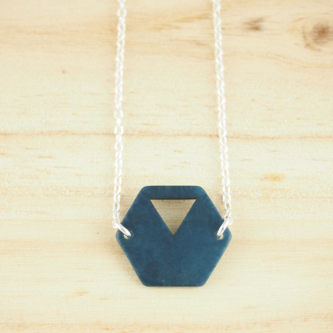 Collier Hexagone Ivoire Végétal Argent Éthique Géométrique | Rubi Hex