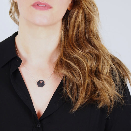 Collier Hexagone Ivoire Végétal Argent Éthique Géométrique | Rubi Hex