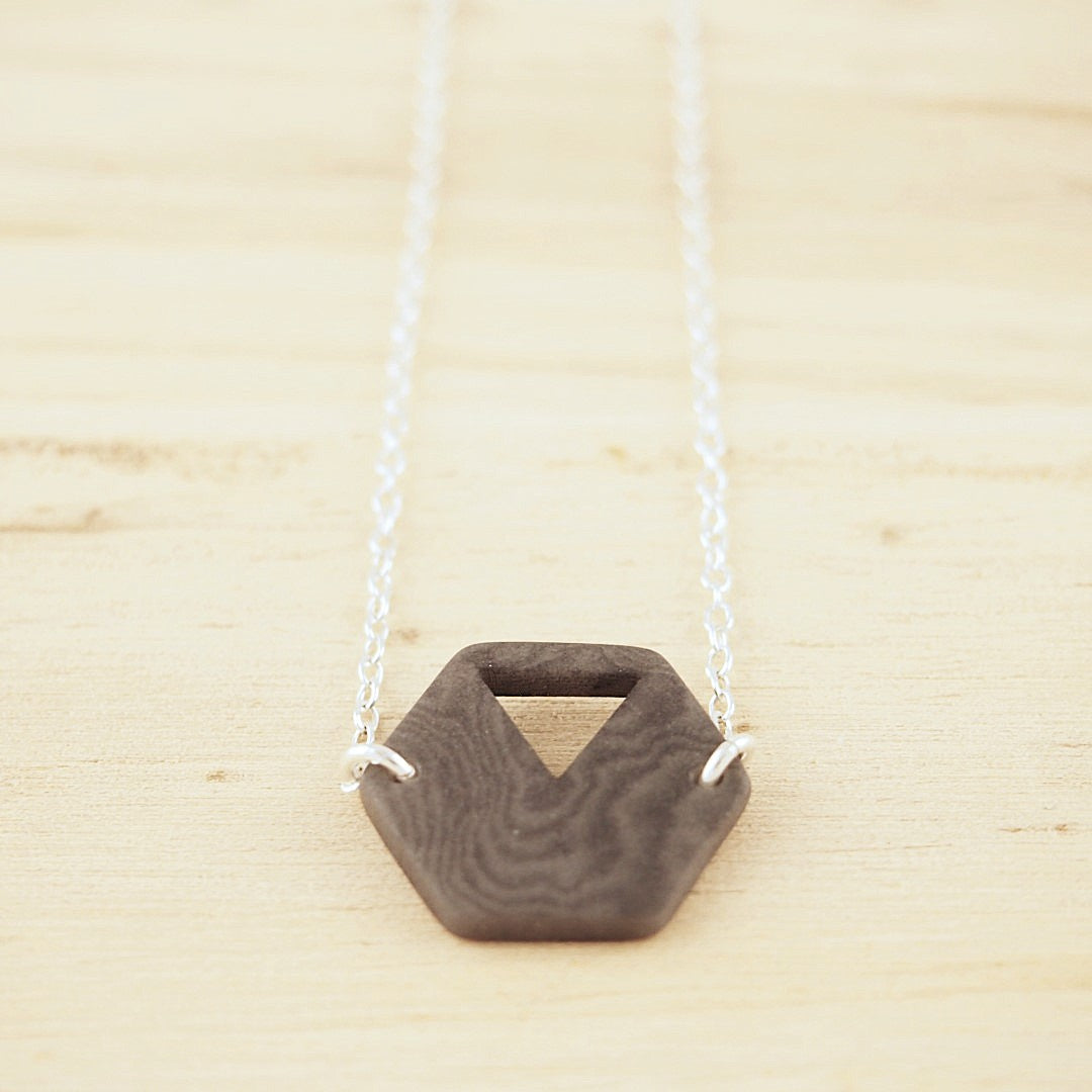 Collier Hexagone Ivoire Végétal Argent Éthique Géométrique | Rubi Hex