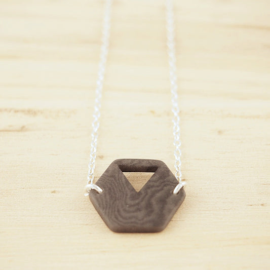 Collier Hexagone Ivoire Végétal Argent Éthique Géométrique | Rubi Hex