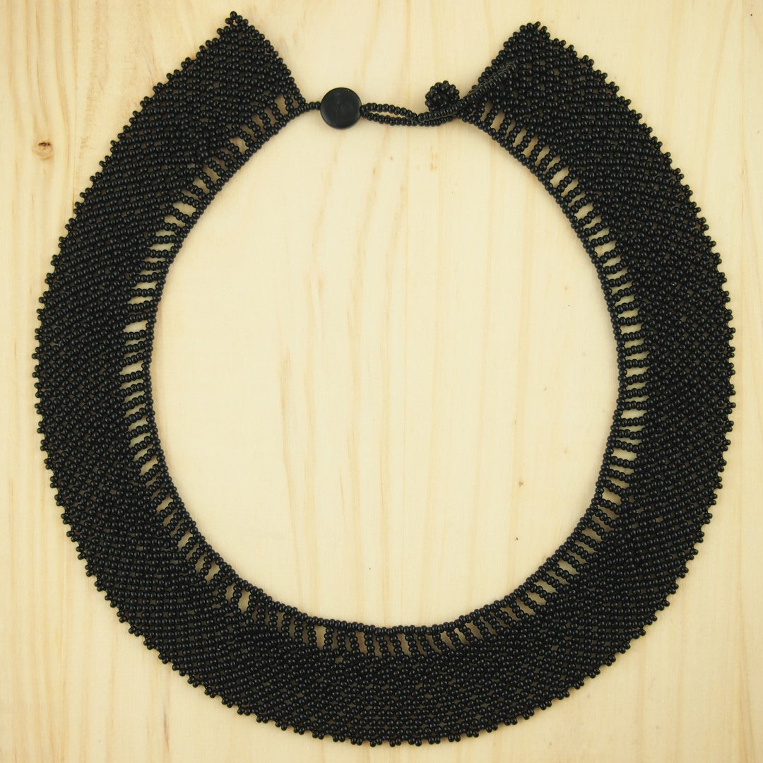 Collier Perles Uni fait main Plastron Rocaille Bobo Chic Ethnique Tissé Main | Okama