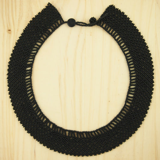 Collier Perles Uni fait main Plastron Rocaille Bobo Chic Ethnique Tissé Main | Okama