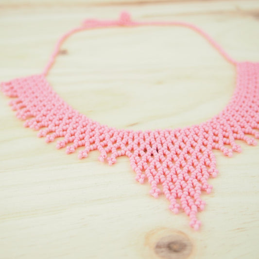 Collier Plastron Miel Perles Rocaille Bobo Chic Ethnique Tissé Main | Okamita