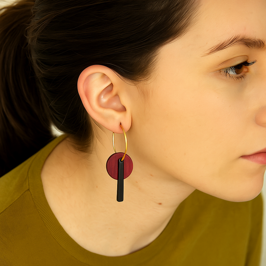 Boucles d'oreilles Créoles en Ivoire Végétal 3 en 1, Acier Doré, Argent ou Or fin 24k | Aro Pen