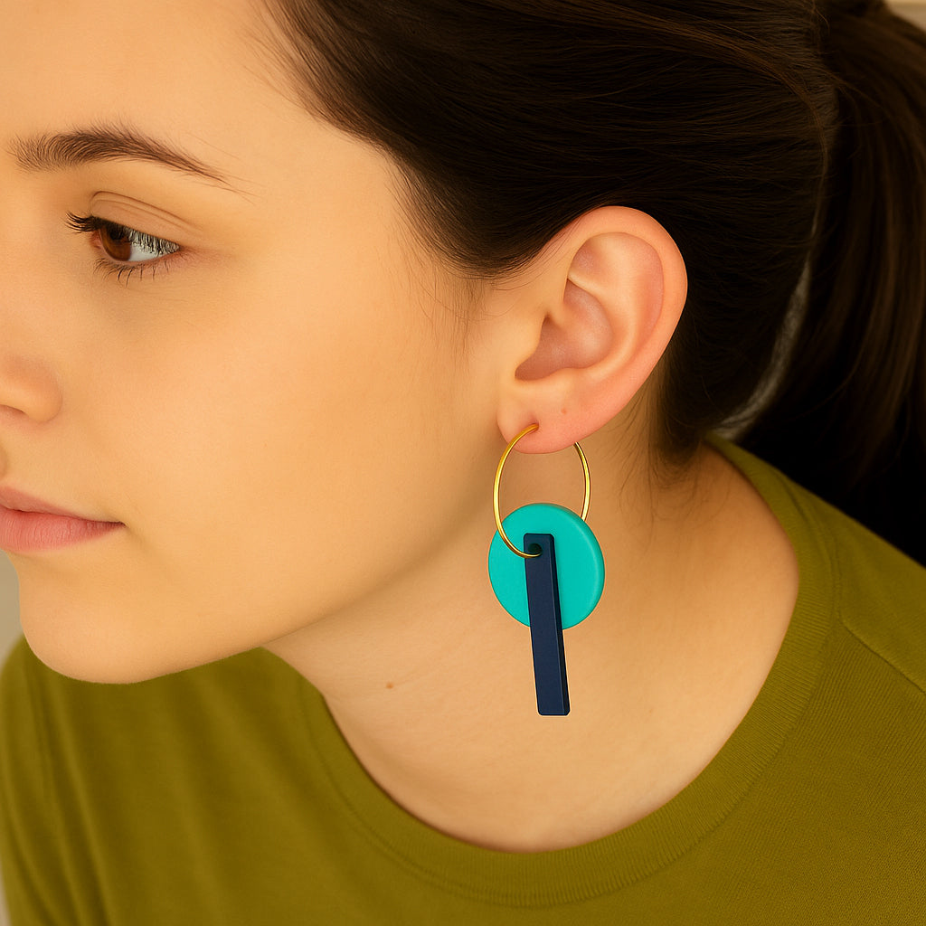 Boucles d'oreilles Créoles en Ivoire Végétal 3 en 1, Acier Doré, Argent ou Or fin 24k | Aro Pen