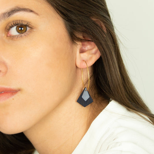 Boucles d'oreilles Créoles en Ivoire Végétal, Acier Doré, Argent ou Or fin 24k | Aro Los