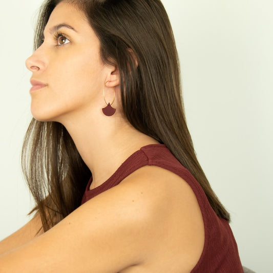 Boucles d'oreilles Créoles en Ivoire Végétal Feuille, Acier Doré, Argent ou Or fin 24k | Aro Fog