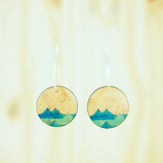 Boucles d'oreilles Créoles en Calebasse Séchée Ronds, Acier Doré, Argent ou Or fin 24k  | Cari Rond Ile