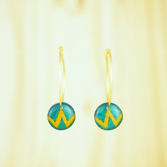 Boucles d'oreilles Créoles en Calebasse Séchée Ronds, Acier Doré, Argent ou Or fin 24k  | Mini Cari Los Won