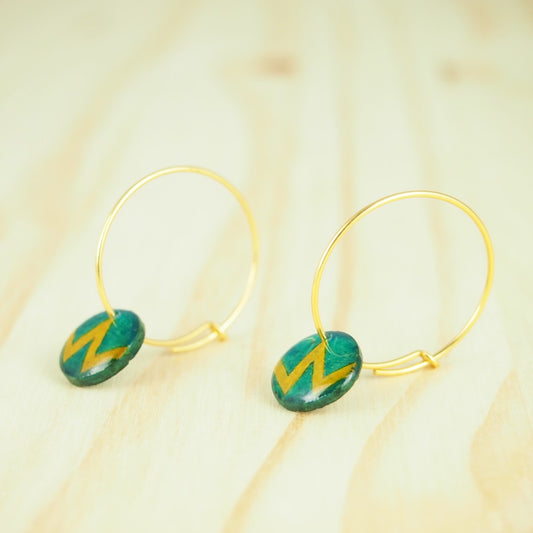 Boucles d'oreilles Créoles en Calebasse Séchée Ronds, Acier Doré, Argent ou Or fin 24k  | Mini Cari Los Won