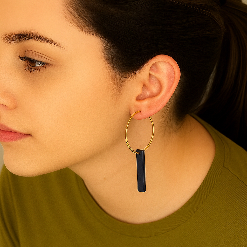 Boucles d'oreilles Créoles en Ivoire Végétal 3 en 1, Acier Doré, Argent ou Or fin 24k | Aro Pen