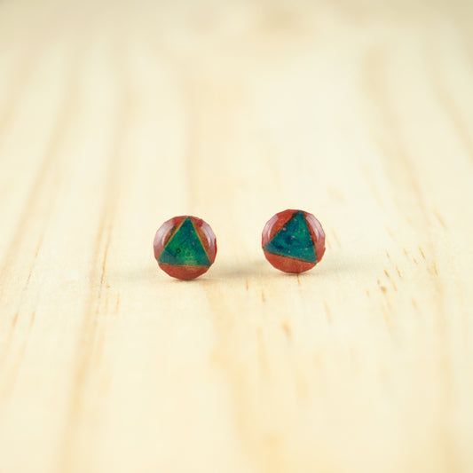 Boucles d'oreilles rondes triangle vegan boucles d'oreilles émaillées puces d'oreilles cercle boucles d'oreilles colorés email