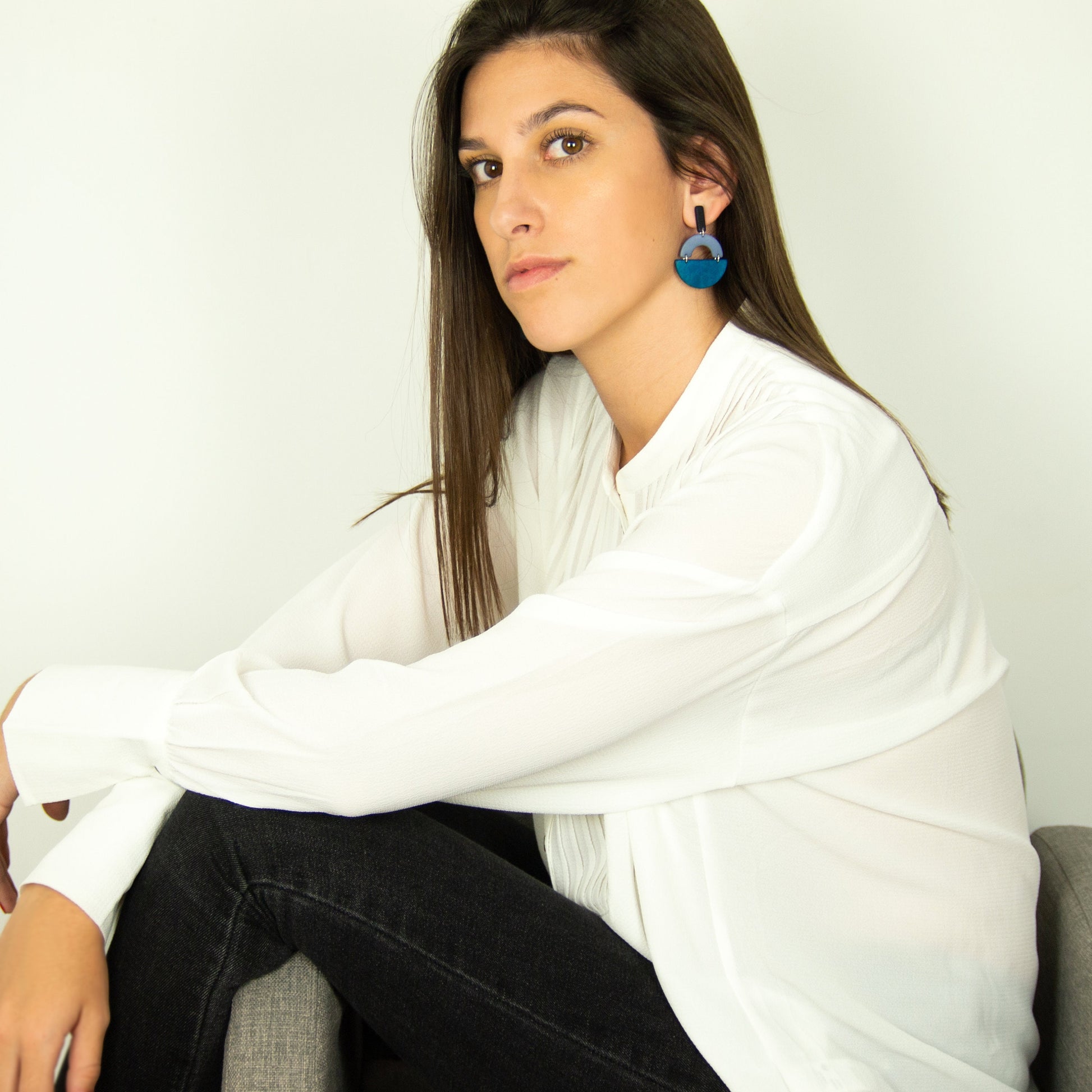 Boucles d'oreilles ivoire végétal + argent Boucles d'oreilles ethniques Boucles d'oreilles Pendantes Boucles d'oreilles géométriques