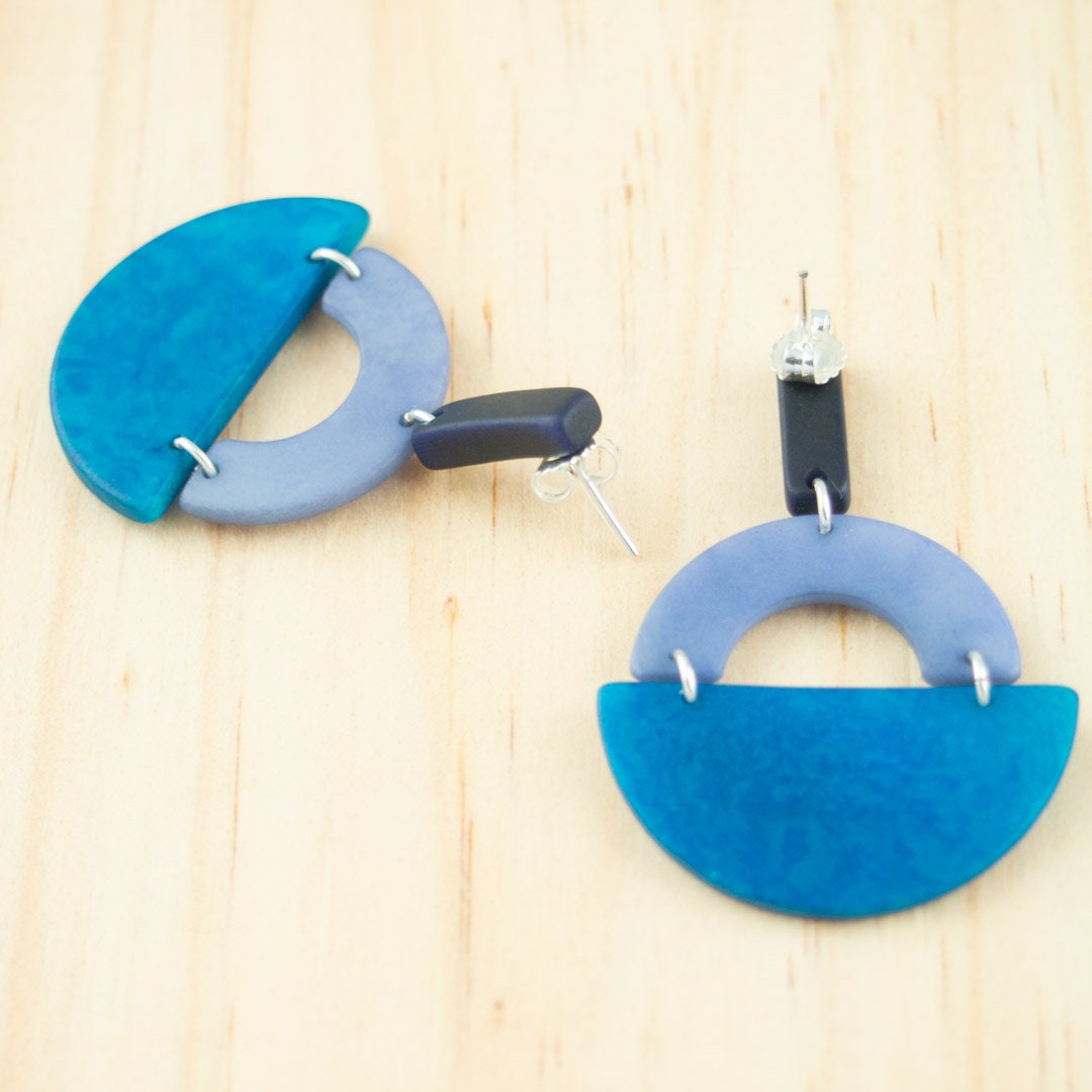 Boucles d'oreilles ivoire végétal + argent Boucles d'oreilles ethniques Boucles d'oreilles Pendantes Boucles d'oreilles géométriques