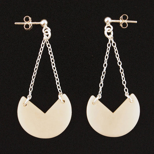Boucles d'oreilles blanches en ivoire végétal boucles d'oreilles minimalistes boucles d'oreilles géométriques  boucles d'oreilles longues