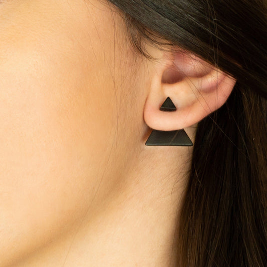 Boucles d'oreilles devant derrière ivoire végétal Ear jacket dessous d'oreille Boucles d'oreilles sous lobes puces d'oreilles triangles