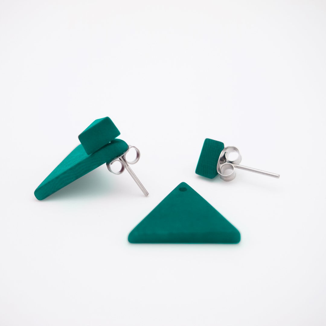 Boucles d'oreilles Ivoire Végétal Devant Derrière Sous Lobes Triangle 3 en  1 | Duo Tri