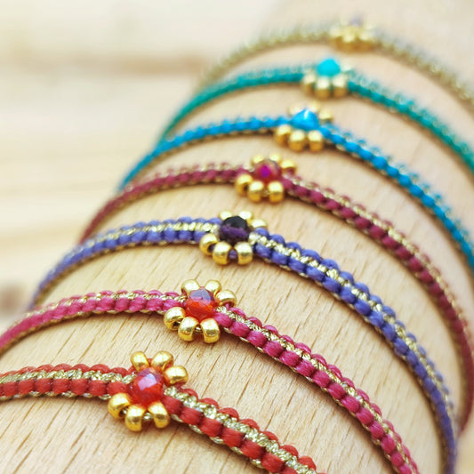 Bracelet fleur enfant bracelet fille fait main cristal Murano amitié cadeau réglable cadeau mignon bracelet  bracelet fin