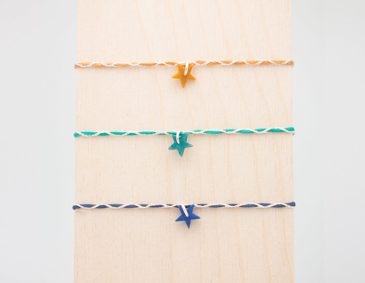 Bracelet étoile fin en ivoire végétal pour femme réglable jaune, bleu, vert, Ethchic