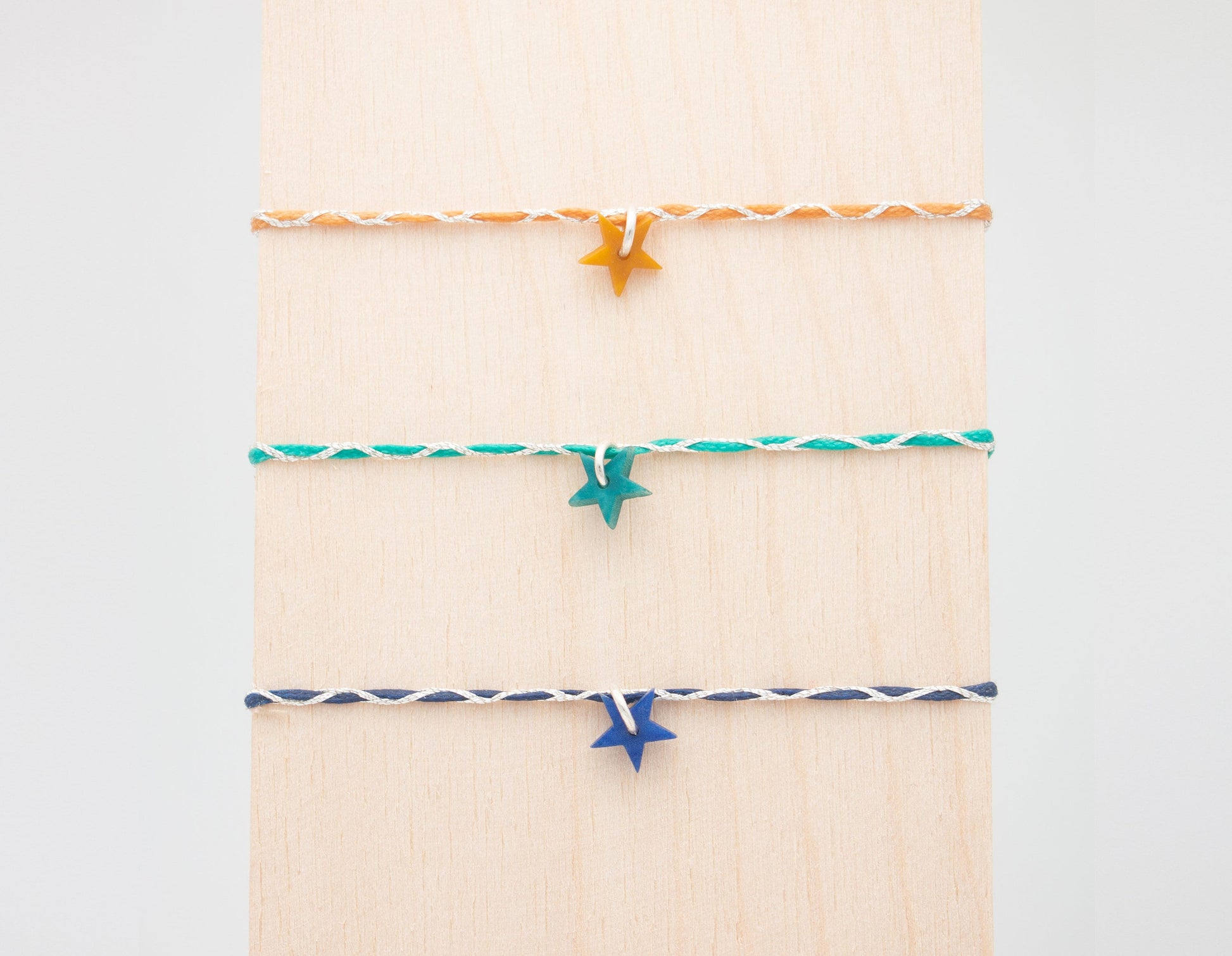 Bracelet étoile fin en ivoire végétal pour femme réglable jaune, bleu, vert, Ethchic