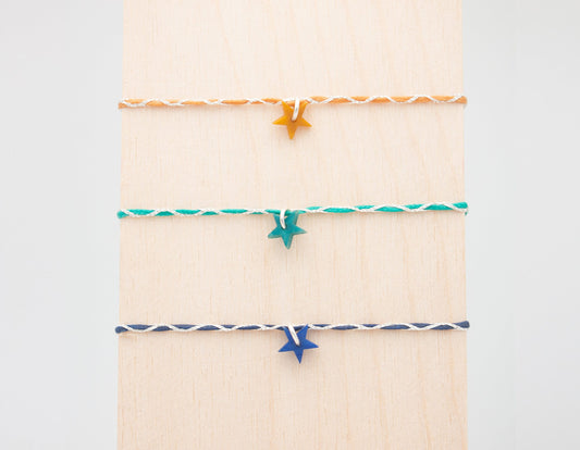 Bracelet étoile fin en ivoire végétal pour femme réglable jaune, bleu, vert, Ethchic