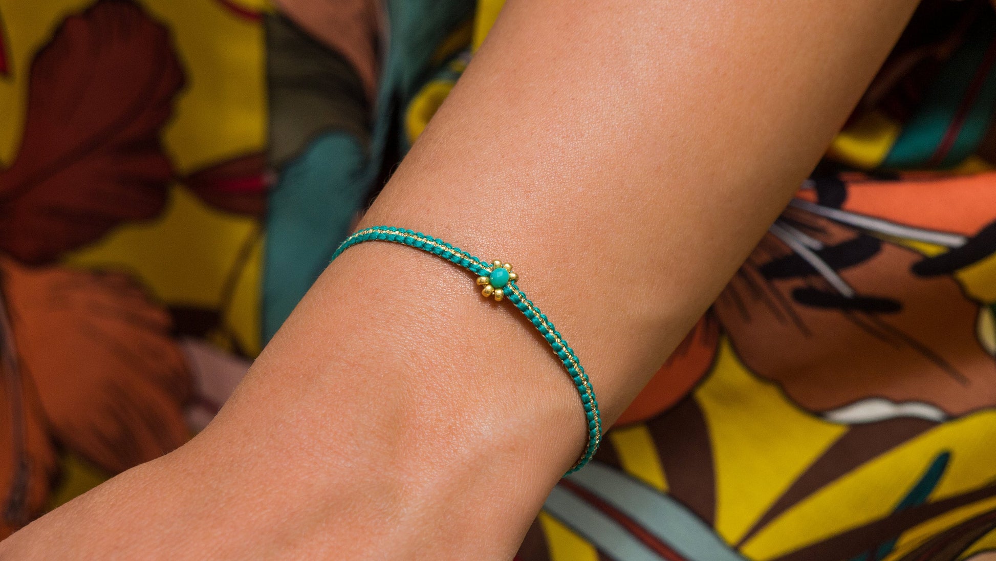 Bracelet fleur vert macramé fait main cristal Murano amitié cadeau réglable cadeau bracelet femme bracelet fille bracelet fin