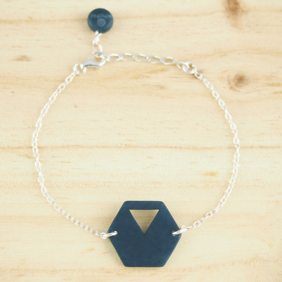 Bracelet Géométrique Original Ivoire Végétal Argent Éthique Hexagone | Rubi Hex