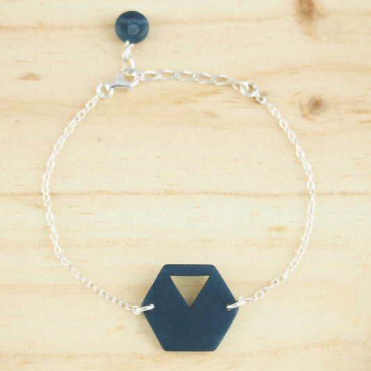 Bracelet Géométrique Original Ivoire Végétal Argent Éthique Hexagone | Rubi Hex