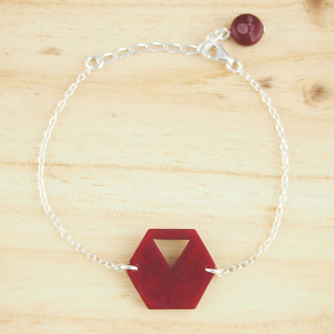 Bracelet ivoire végétal turquoise bracelet hexagone bracelet géométrique bracelet minimaliste bracelet argent cadeau éthique