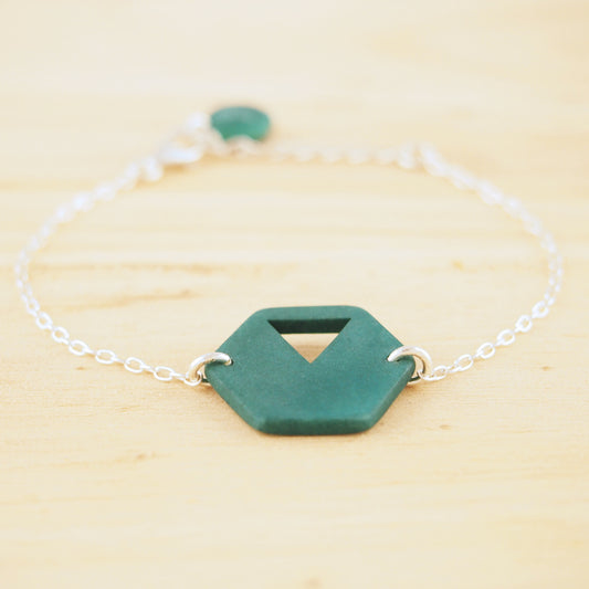 Bracelet ivoire végétal turquoise bracelet hexagone bracelet géométrique bracelet minimaliste bracelet argent cadeau éthique