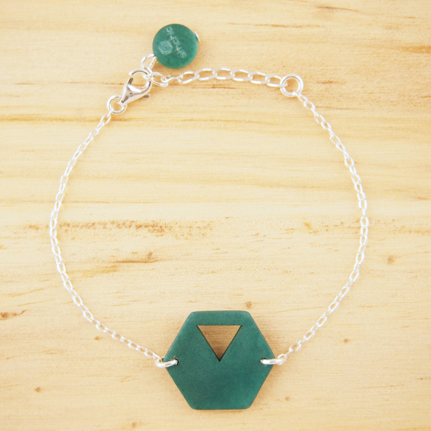 Bracelet ivoire végétal turquoise bracelet hexagone bracelet géométrique bracelet minimaliste bracelet argent cadeau éthique