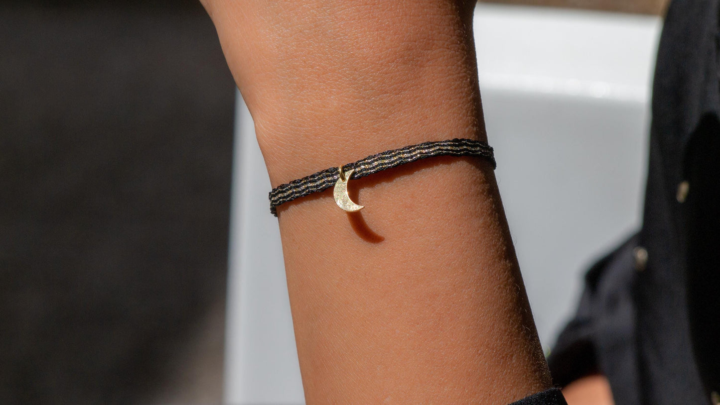 Bracelet boho 40 fils bracelet fin amitié ethnique femme tissé pendentif charm argent ou plaqué or (cœur étoile lune) waterproof