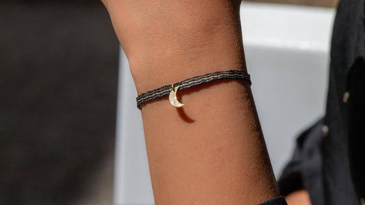 Bracelet boho 40 fils bracelet fin amitié ethnique femme tissé pendentif charm argent ou plaqué or (cœur étoile lune) waterproof