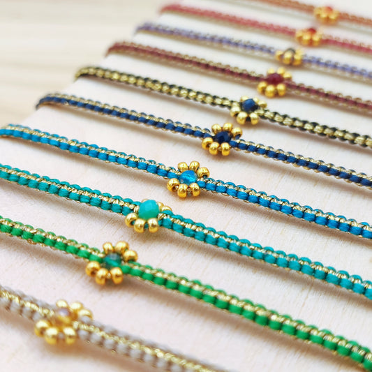 Bracelet fleur macramé fait main cristal Murano amitié cadeau réglable cadeau bracelet femme bracelet fille bracelet fin