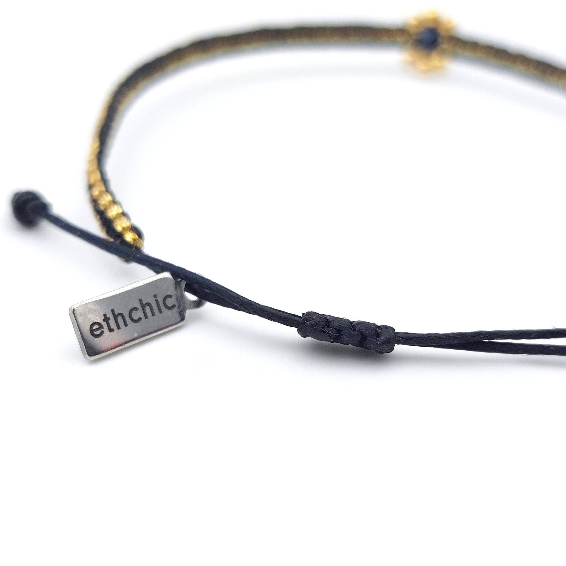 Bracelet fleur noir doré macramé fait main cristal Murano amitié cadeau réglable cadeau bracelet femme bracelet fille bracelet fin ethchic