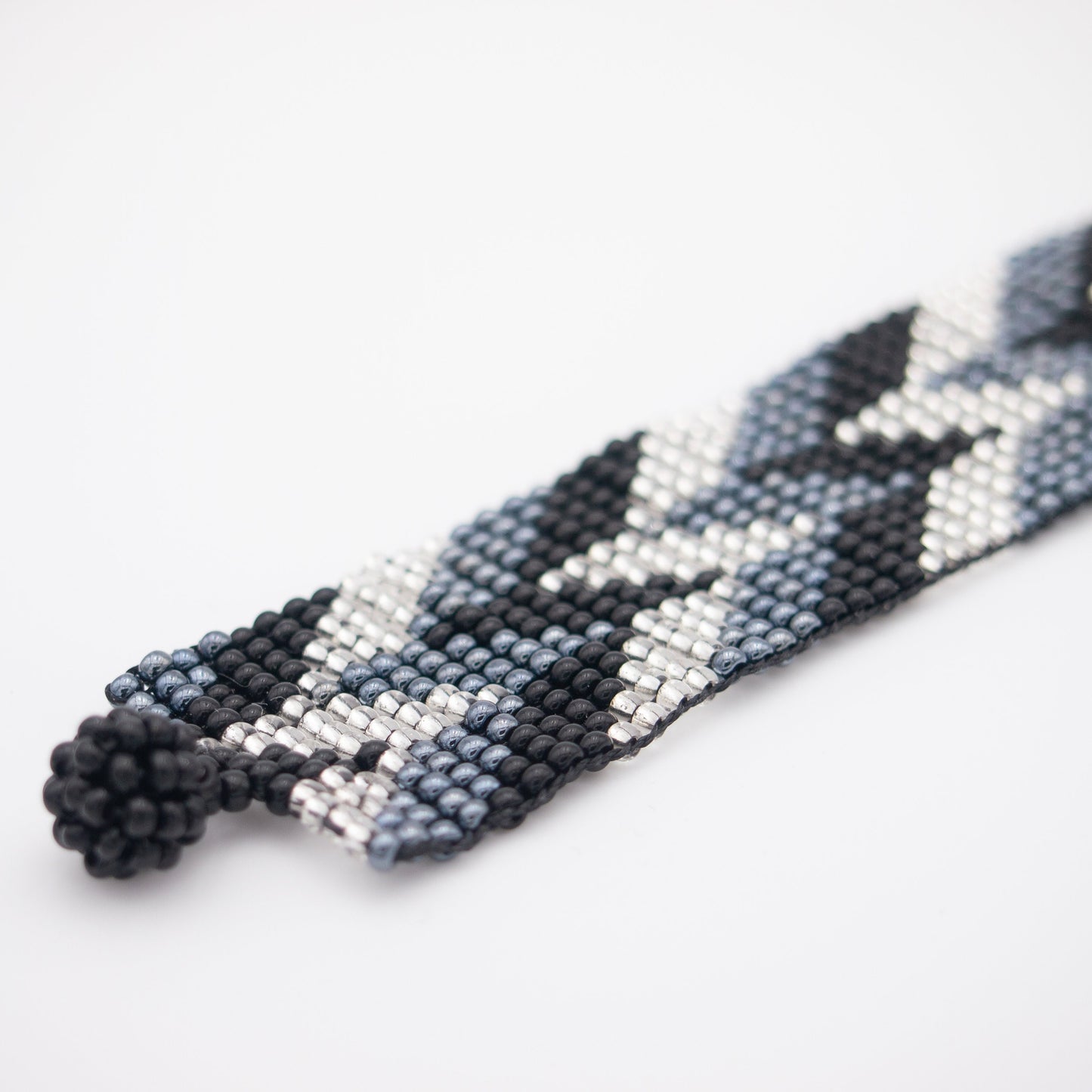 Bracelet perles Bracelet noir Bracelet noir argent Bracelet tissé Bracelet large Bracelet perles rocaille Bracelet bohème Bijoux boho