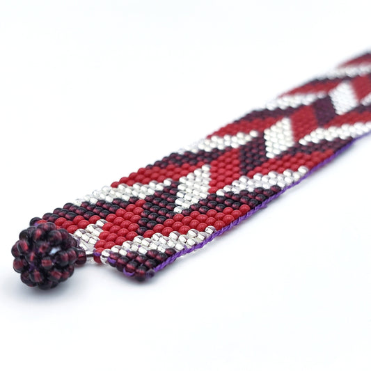 Bracelet perles Style Boho Chic Rouge Bordeaux Bracelet tissé Manchette Bracelet perles rocaille Bracelet bohème