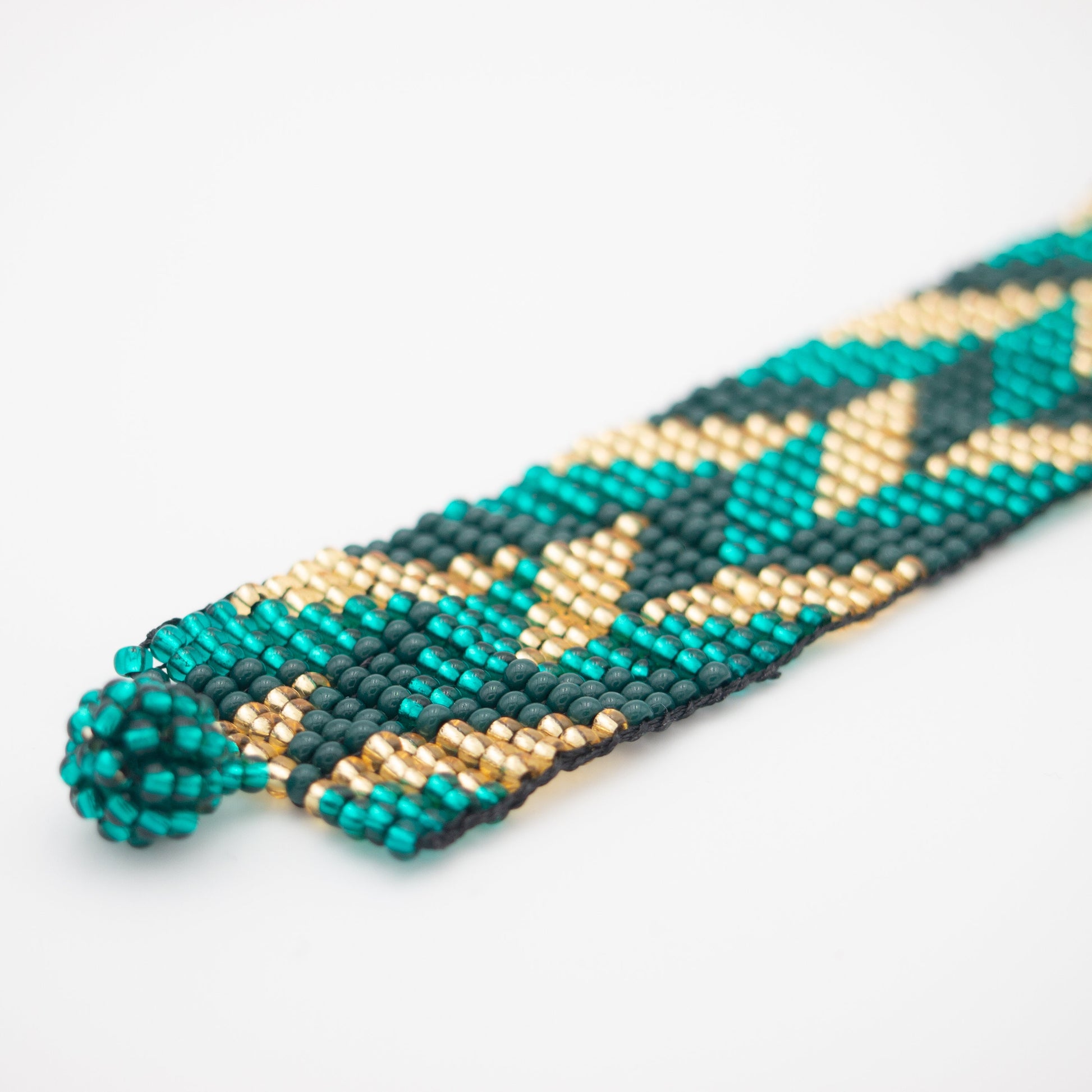 Bracelet perles Bracelet éméraude Bracelet vert doré Bracelet tissé perles Bracelet large Bracelet perles rocaille Bracelet bohème