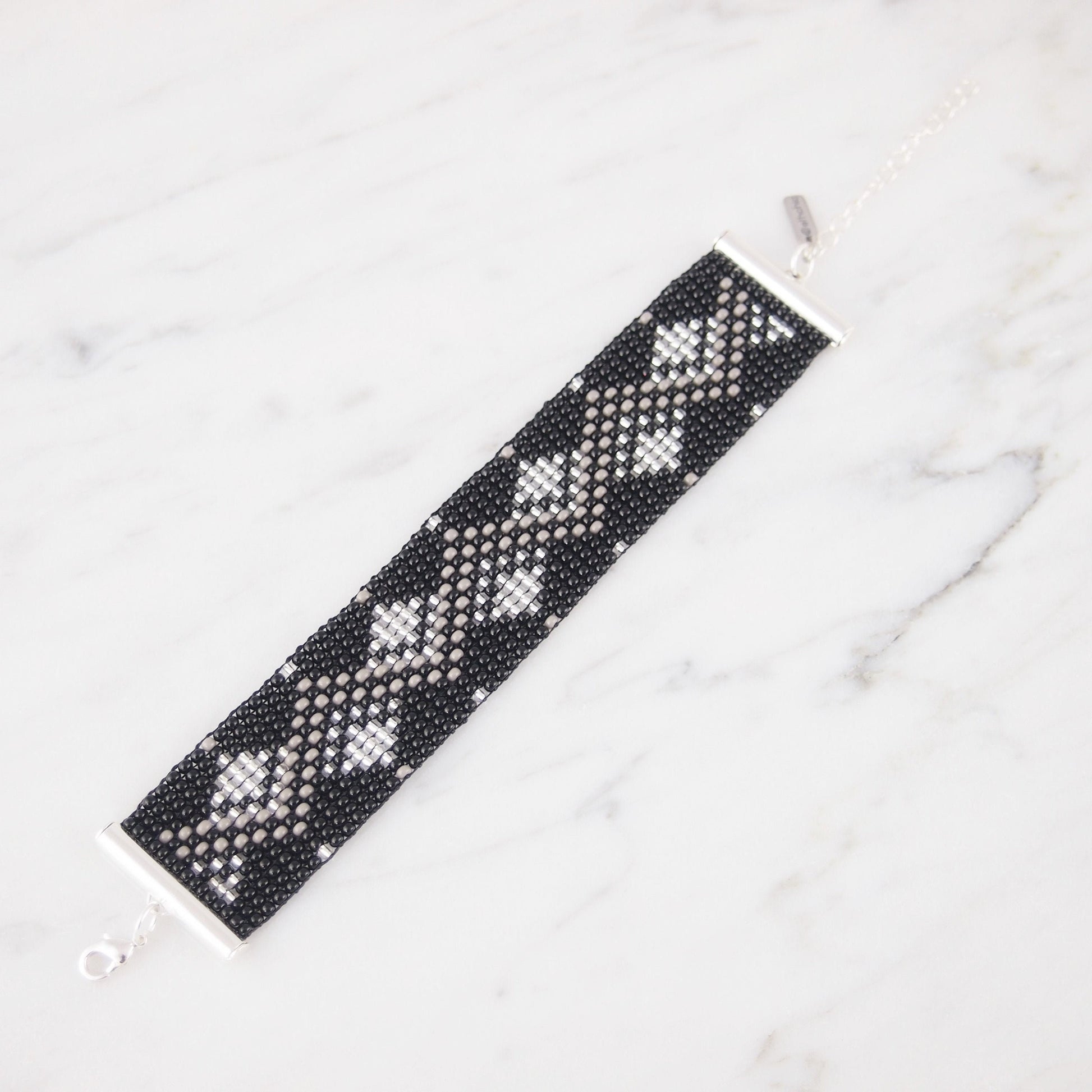 Bracelet perles rocaille bracelet perles noir bracelet peyote bracelet géométrique  bracelet boheme chic cadeau éthique cadeau elle