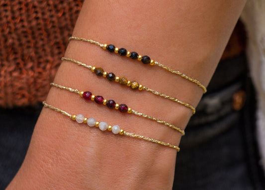 Bracelet pierres semi-précieuses Bracelet extra-fin fait main Cadeau Réglable Bracelet femme Bracelet fille Bracelet boho chic