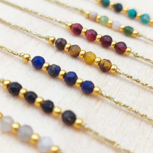 Bracelet pierres semi-précieuses Bracelet extra-fin fait main Cadeau Réglable Bracelet femme Bracelet fille Bracelet boho chic