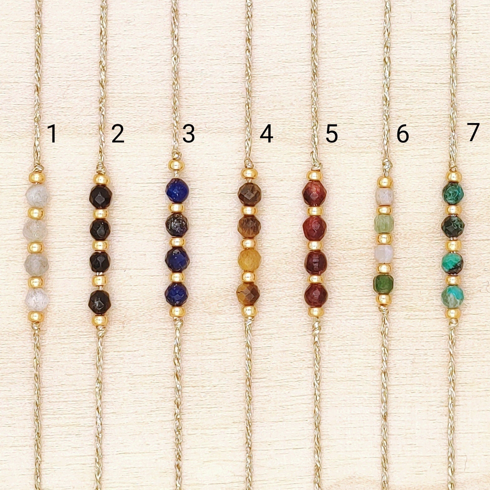 Bracelet pierres semi-précieuses Bracelet extra-fin fait main Cadeau Réglable Bracelet femme Bracelet fille Bracelet boho chic