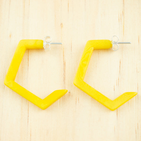 Créoles hexagone ivoire végétal + argent Boucles d'oreilles hexagone  boucles d'oreilles géométriques Créoles noires Créoles minimaliste