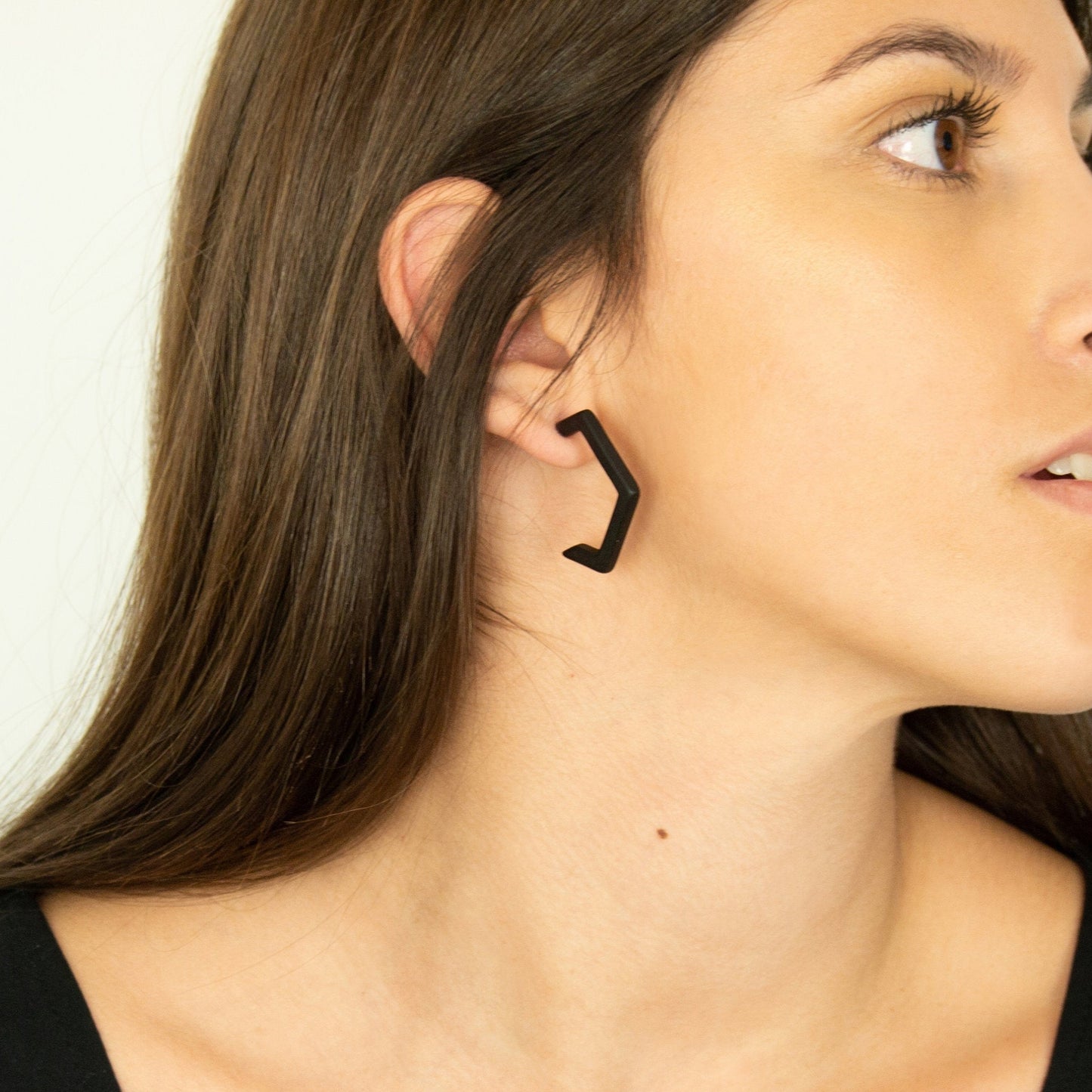 Créoles hexagone ivoire végétal + argent Boucles d'oreilles hexagone  boucles d'oreilles géométriques Créoles noires Créoles minimaliste