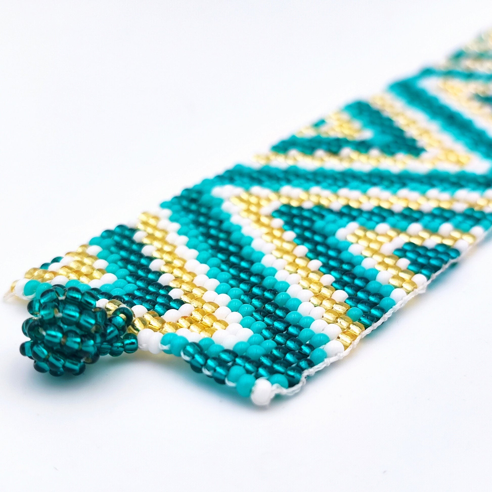 Manchette perles turquoise doré blanc Manchette perles géométrique Bracelet large perles rocaille Bracelet bohème Bracelet boho chic