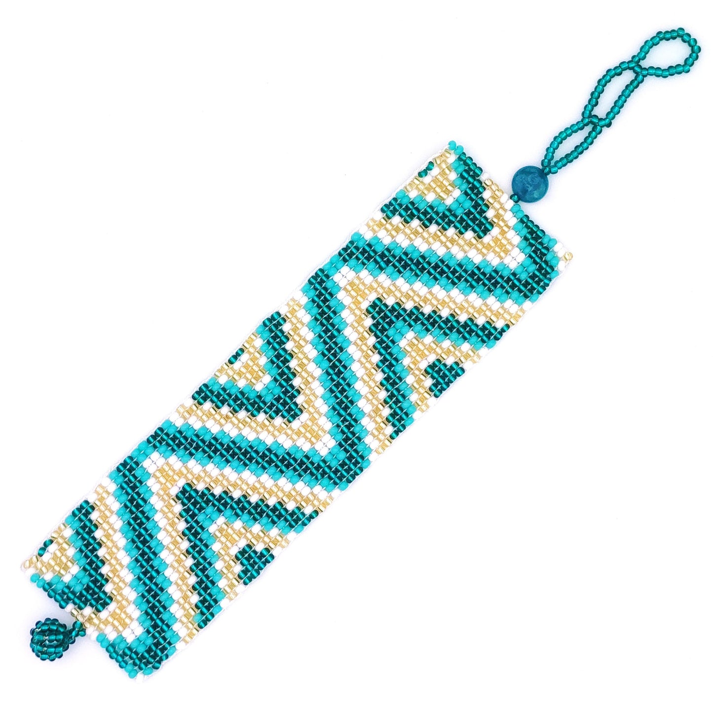 Manchette perles turquoise doré blanc Manchette perles géométrique Bracelet large perles rocaille Bracelet bohème Bracelet boho chic