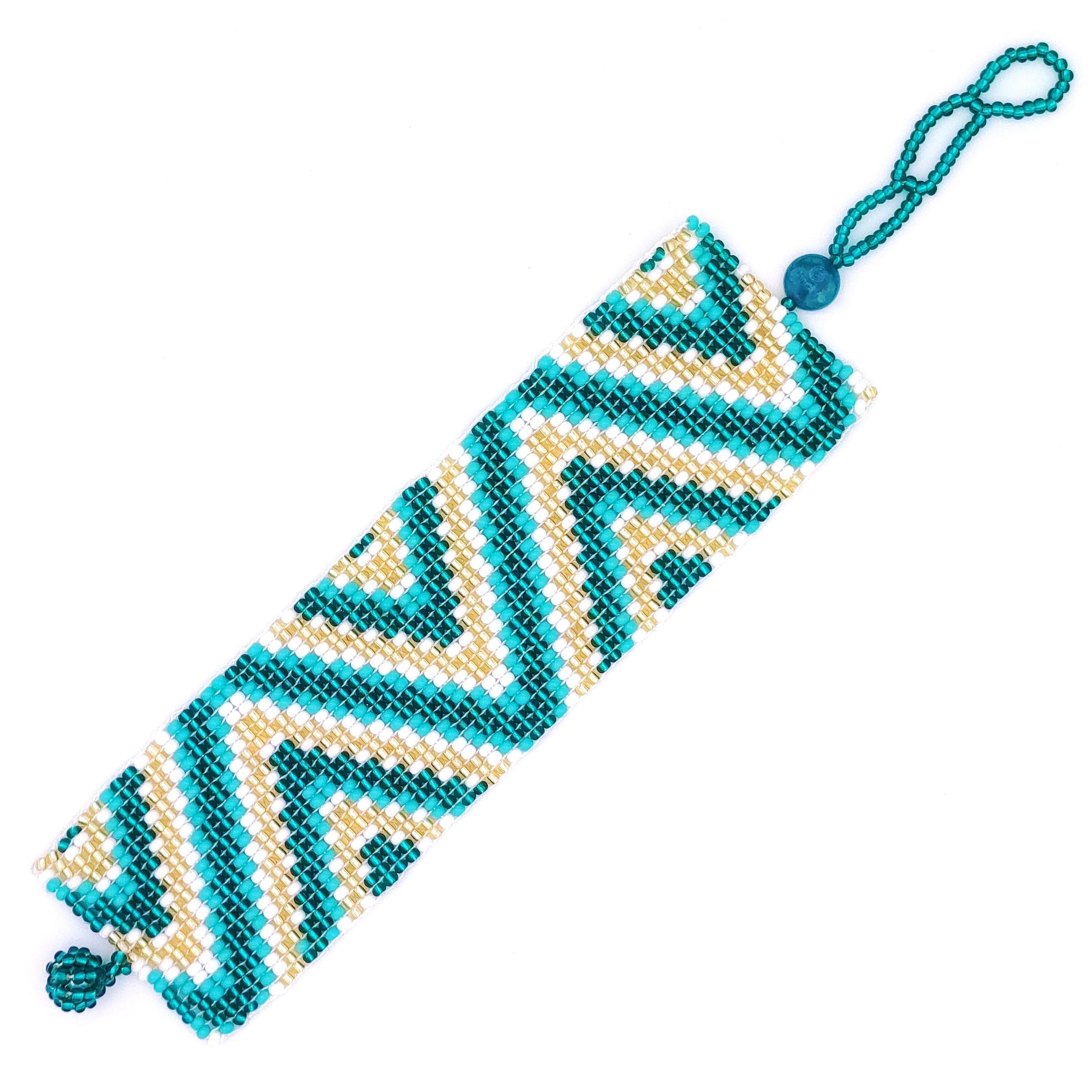 Manchette perles turquoise doré blanc Manchette perles géométrique Bracelet large perles rocaille Bracelet bohème Bracelet boho chic